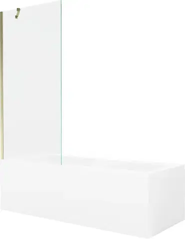 Sprchové dvere MEXEN/S - Cubik obdĺžniková vaňa 170 x 70 cm s panelom + vaňová zástena 80, transparent, zlatá 550317070X9508000050