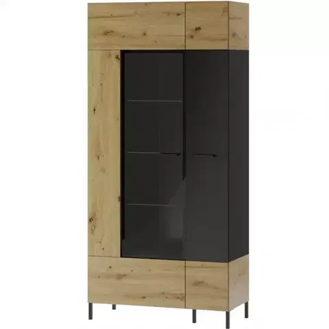 Vitríny a regály do obývačky Vitrína 2D Lucas 12 dub artisan/čierna mat
