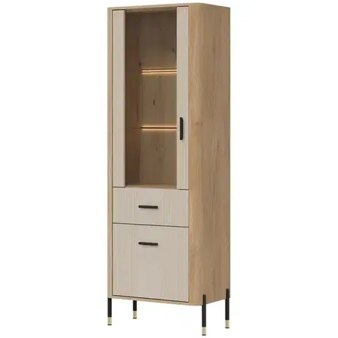 Vitríny a regály do obývačky Vitrína L/P Dante Dt13 Dub Cremona/Kašmír