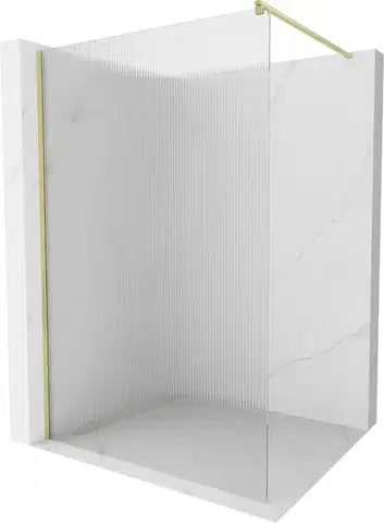 Sprchové dvere MEXEN/S - Kioto Sprchová zástena WALK-IN 100 x 200, prúžky 8 mm, zlatá kartáčovaná 800-100-101-55-09