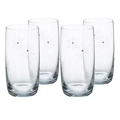 Poháre KONDELA Snowflake Drink pohár na vodu (4 ks) 460 ml priehľadná / biela