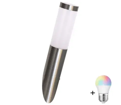 Svietidlá  LED RGBW stmievateľné vonkajšie nástenné svietidlo LIVIA 1xE27/6,5W/230V IP44 strieborné SA0462+AI0818