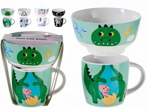 Misy a misky Kinekus Miska 530ml a hrnček detský 330ml, sada, mix 4 motívov