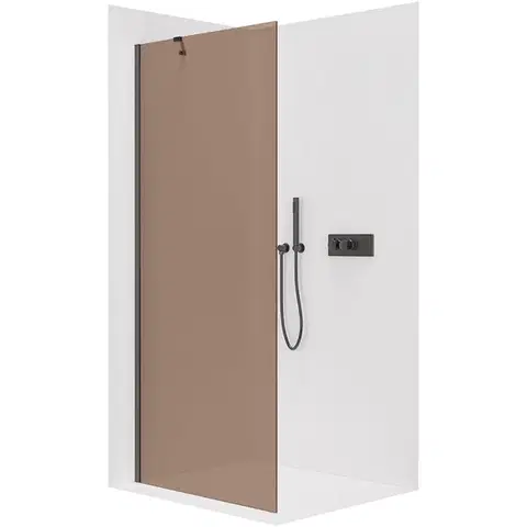 Sprchové dvere CERANO - Sprchová zástena Walk-in Onyx YL/P - 8 mm - čierna matná, bronzové sklo - 110x200 CER-686677