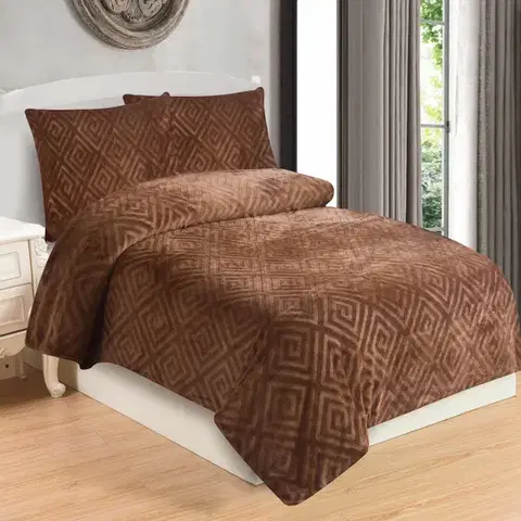 Obliečky Mikroplyšové obliečky Dolce hnedá 200x140cm+90x70cm TiaHome