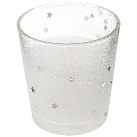Vianočné dekorácie – do vnútra Svietnik + sviečka 8 cm biela 143691bl