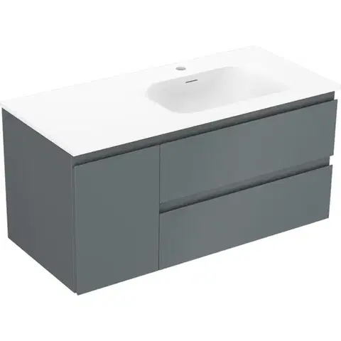 Kúpeľňový nábytok MEXEN/S - Orio kúpeľňová skrinka 100 cm s umývadlom Vela pravá, 2S, 1D, grafit mat/biela mat 91A13-10047-3-BBFFF66-W23P01