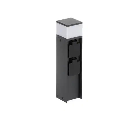 Predlžovacie káble  38763-Vonkajšia lampa s 2 zásuvkami DASTEN 1xG9/11W/230V 30 cm IP44 čierna 38763
