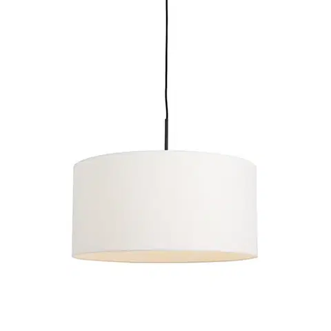 Závesné svietidlá Moderné závesné svietidlo čierne s bielym tienidlom 50 cm - Combi 1