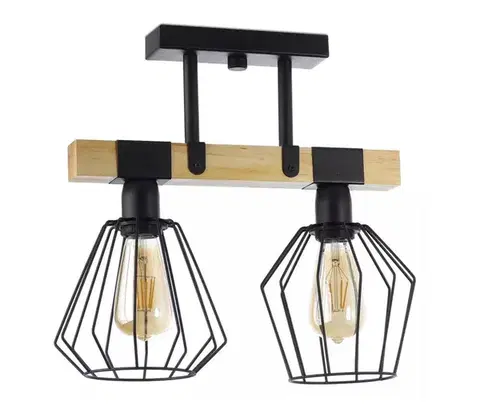 Svietidlá  Prisadený luster CAMEROON 2xE27/60W/230V čierna/drevo 15609-cl441-aba0102-ct0000