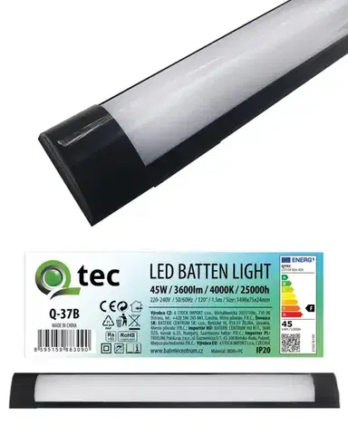 Vnútorné osvetlenie Lineárne svietidlo BATTEN LED čierne 45W Q-37B