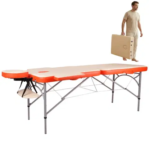 Masážne stoly a stoličky Masážne lehátko inSPORTline Tamati 186x70x63-90 cm 2-dielne hliníkové oranžová