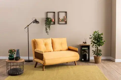 Pohovky a gauče Dvojmiestna rozkladacia pohovka Cosmo 2-Seater - Mustard