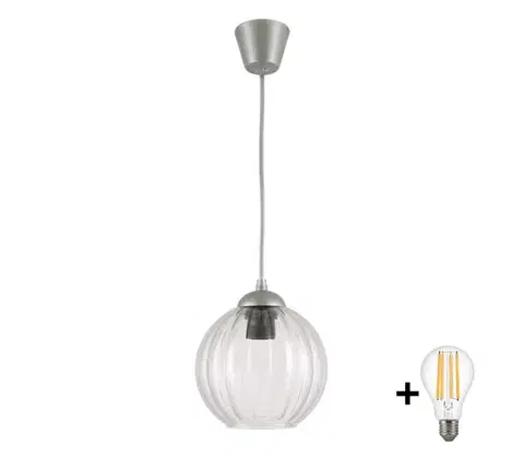 Svietidlá BRILAGI - LED luster na lanku RETRO GLASS 1xE27/60W/230V priemer 18 cm strieborná/priehľadná NSTK7485+TK8612A