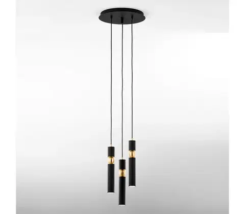 Svietidlá Jupiter 2013 - Luster na lanku ALAS 3xGU10/10W/230V čierna/zlatá 2013