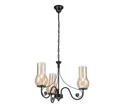 Svietidlá BRILAGI - LED Luster na reťazi COTTAGE 3xE14/40W/230V čierna/hnedá BG1512+3xBG2273