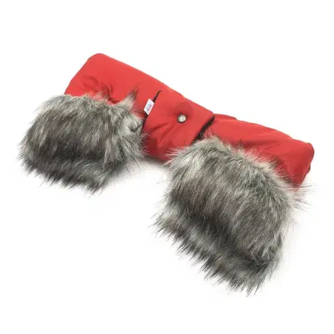 Detské postieľky, cestovné postieľky New Baby Rukávník 2v1 s kožušinkou red