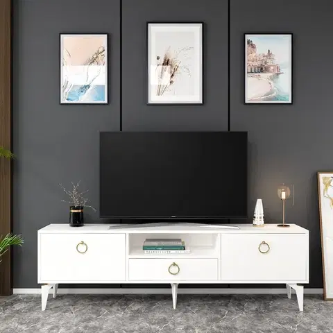 TV stolíky DOTA TV stolík na nožičkách, biela