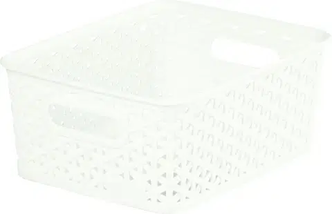 Košíky úložné CURVER - Úložný box imitácia ratanu Y Style S, biely