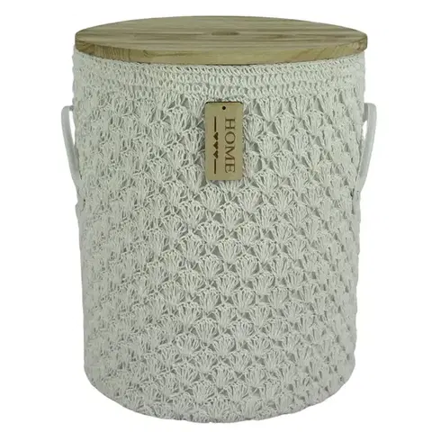 Kúpeľňové doplnky Okrúhly háčkovaný košík XXL Ø40 cm v49,5 cm