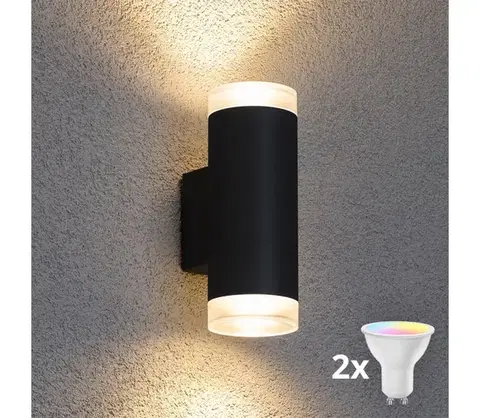 Svietidlá BRILAGI - LED RGBW vonkajšie nástenné svietidlo MATERA 2xGU10/4,8W/230V čierne IP54 BG0690+2xAI2382