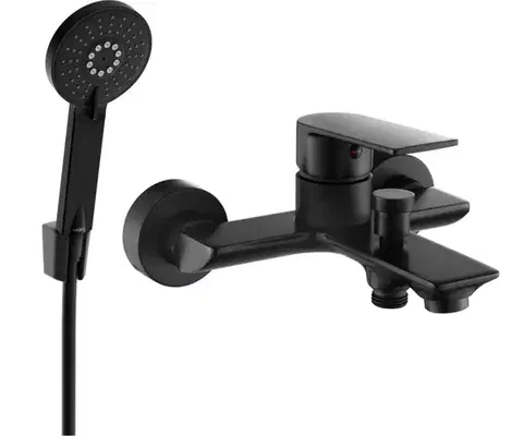 Kúpeľňové batérie MEXEN/S - Alexa SET umývadlová + vaňová batéria s príslušenstvom R40, čierna 7123R40-70