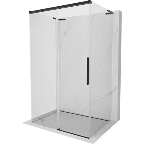 Sprchovacie kúty MEXEN/S - Rox-3S L sprchový kút 3 stenný, posuvný 150 x 75, transparent, čierna 8C2L-150-075-70-00-3S