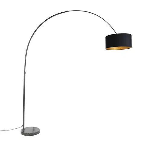 Oblúkové lampy Oblúková lampa čierna zamatový tienidlo čierna so zlatom 50 cm - XXL