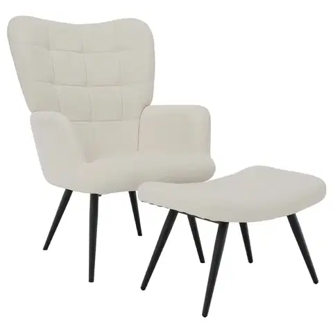 Kreslá KONDELA Haben kreslo s podnožou biela (Velvet) / čierna