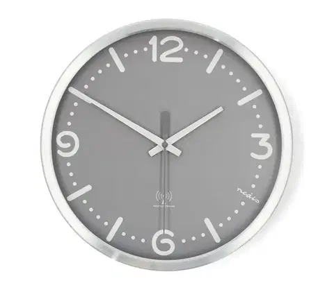 Predlžovacie káble  CLWA7226SS - Nástenné hodiny, priemer 30,5 cm, 1xAA, matný chróm/sivá CLWA7226SS