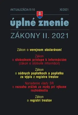 Zákony, zbierky zákonov Zákony 2021 II aktualizácia II 10 - Verejné obstarávanie - Kolektív autorov