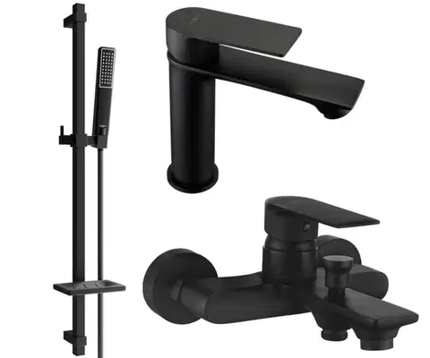 Kúpeľňové batérie MEXEN/S - Royo SET umývadlová + vaňová batéria s príslušenstvom DQ72, čierna 72203DQ72-70