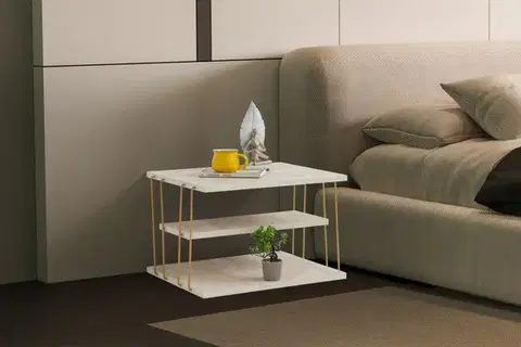Konferenčné stolíky Príručný stolík / Odkladací stolík Lifon - Gold, Travertine