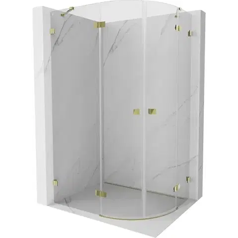Sprchovacie kúty MEXEN/S - Lunar sprchovací kút štvrťkruh krídlový ľavá 100 x 80, transparent, zlato 833-100L-080P-50-00