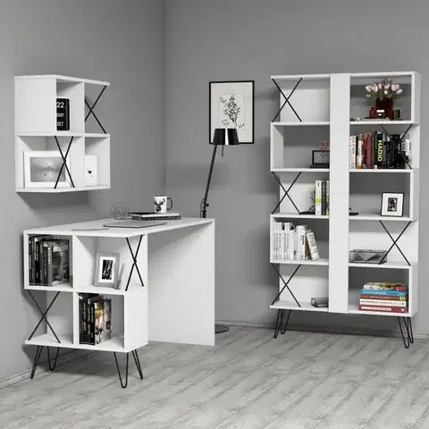 Písacie stoly Písací stôl s knižnicou Extra 2 - White