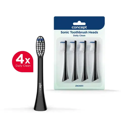 Elektrické zubné kefky Concept ZK0051 náhradná hlavica PERFECT SMILE Daily Clean, 4 ks, čierna