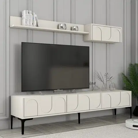 Obývacie steny TV skrinka / Obývacia stena Lyon 2 - Cream, Black