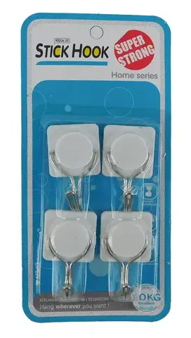 Vešiaky MAKRO - Háčik na vešanie s/4 ks nalepovacie