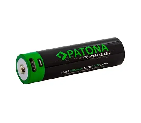 Predlžovacie káble PATONA - Aku 18650 Li-lon 3350mAh PREMIUM 3,7V s USB-C nabíjaním PT6525