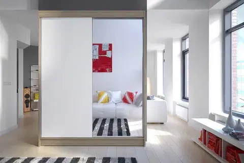 Šatníkové skrine Šatníková skriňa KAMEL 1 dub sonoma/ biela