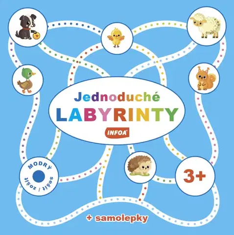 Pre deti a mládež - ostatné Jednoduché labyrinty - modrý sešit / zošit + samolepka (CZ/SK vydanie)