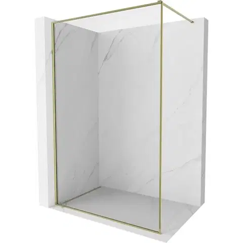Sprchové dvere MEXEN/S - Kyoto-XF Sprchová zástena WALK-IN s rámom 50 x 202, transparent 10 mm, zlato 800-050-104-50-00-X