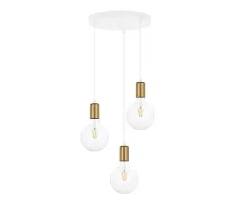 Svietidlá  Luster na lanku MIROS 3xE27/60W/230V guľatý biela/zlatá 0228