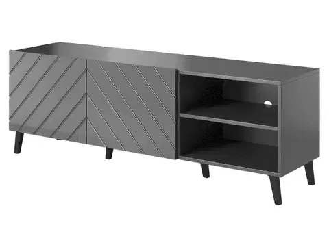 TV stolíky CAMA MEBLE Abeto 150 tv stolík grafit / grafit lesk