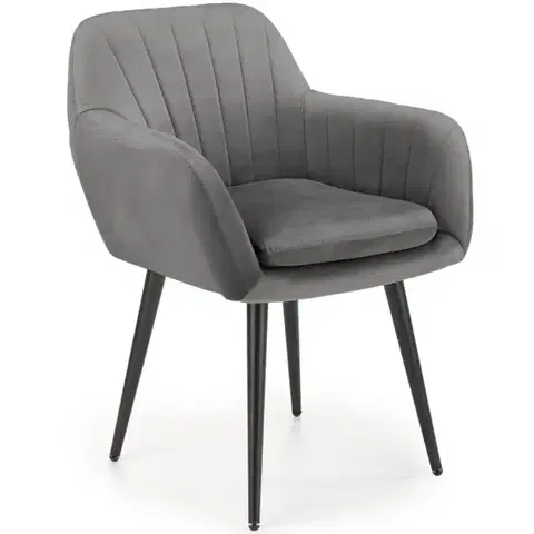 Čalúnené stoličky Stolička K429 Velvet/Kov Šedá