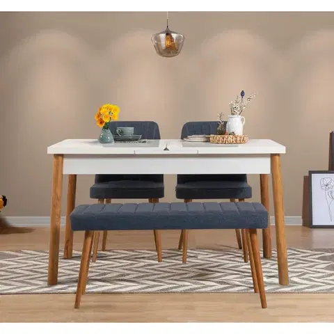 Jedálenské sety Jedálenský set s rozkladacím stolom a stoličkami (4 kusy) Santiago Atlantice-Navy Blue V2