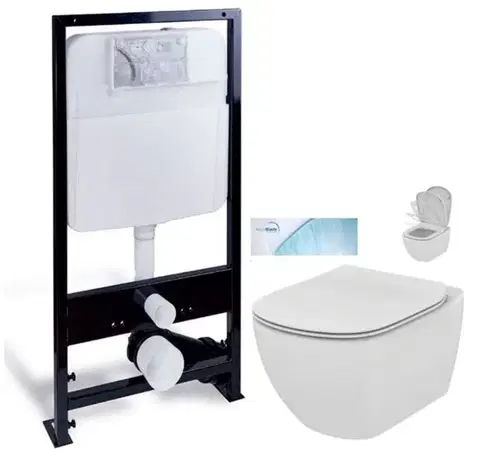 Závesné wc sety PRIM predstenový inštalačný systém bez tlačidla + WC Ideal Standard Tesi so sedadlom SoftClose, AquaBlade PRIM_20/0026 X TE1