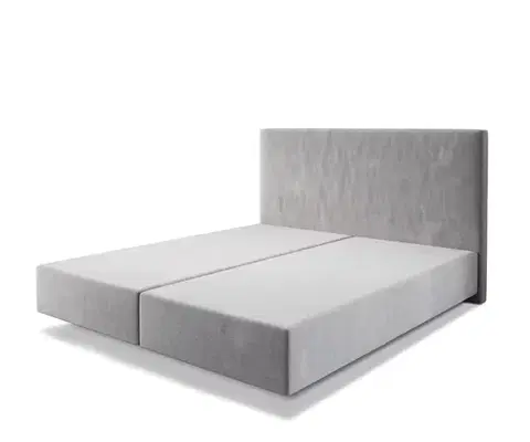 Postele Boxspring DELIFE Boxspring posteľ Dream-Well 180×200 sivá mikrovelúr bez nôh