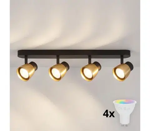 Svietidlá BRILAGI - LED RGBW stmievateľné bodové svietidlo NUGGET 4xGU10/4,8W/230V čierna/zlatá BG3442+4xAI2382