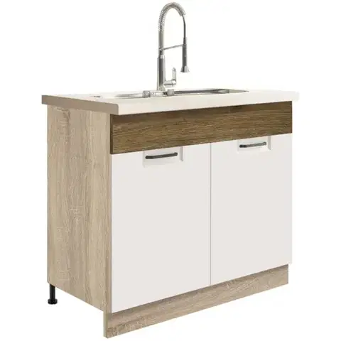 Kuchynské skrinky stojace Skrinka do kuchyne Favorit 13d Sonoma/White+Ribbeck
